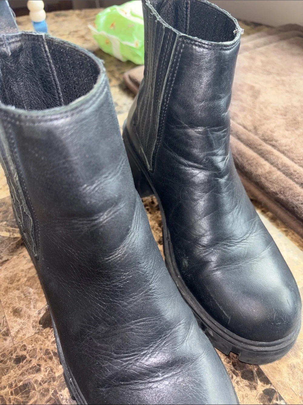Steve Madden Black Leather Ankle Boots
